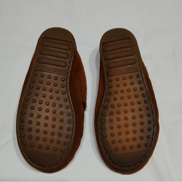 Minnetonka Thunderbird Beaded Brown Suede Moccasins 11 - Picture 8 of 9